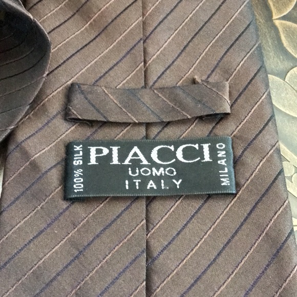 PIACCI UOMO ITALY Bronze Silk Tie - Picture 3 of 8